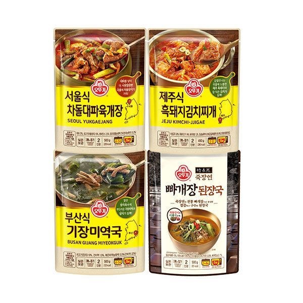 죽장연 빠개장 된장국500g+서울식 차돌대파육개장500g+제주식 흑돼지김치찌개450g+부산식 기장미역국500g
