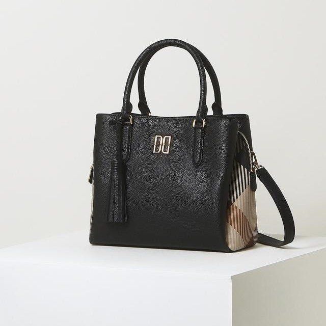 [국내백화점] 닥스 DCBA1E504BK [GREAT HOUSE CHECK COMBI] 블랙 체크배색 가죽 토트백 명품백 핸드백