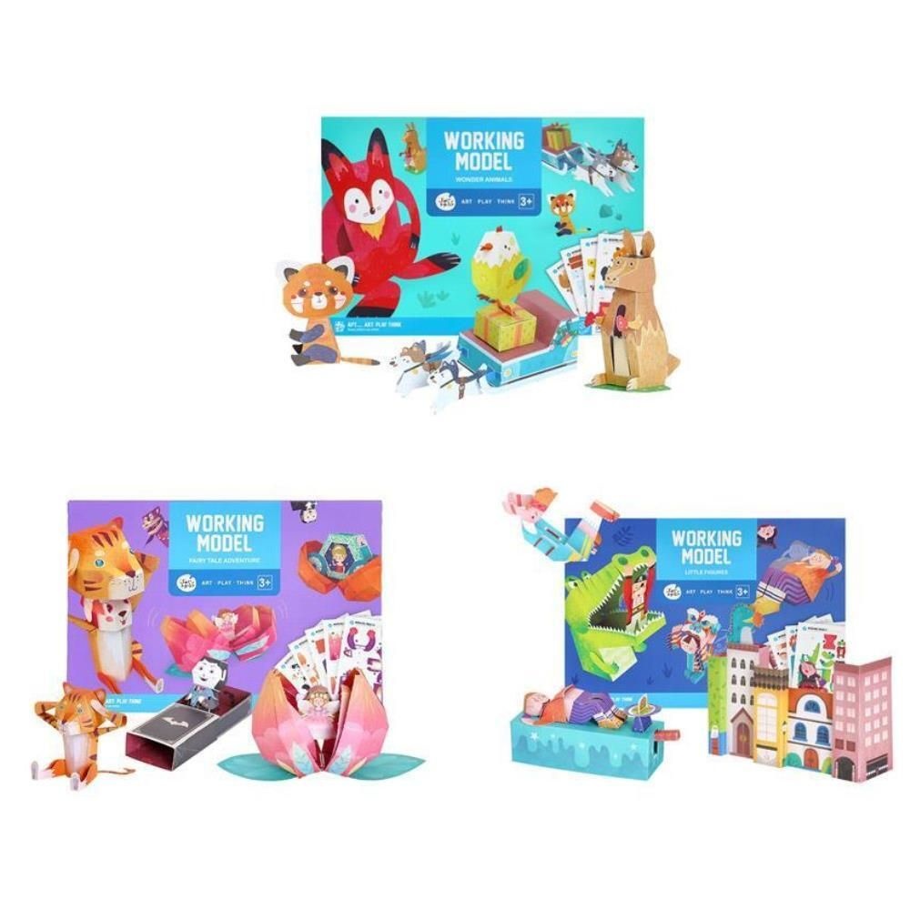 4세유아 미술놀이 움직이는 종이접기 장난감 3종세트 남아 아트 유치원 홈스쿨 키즈
