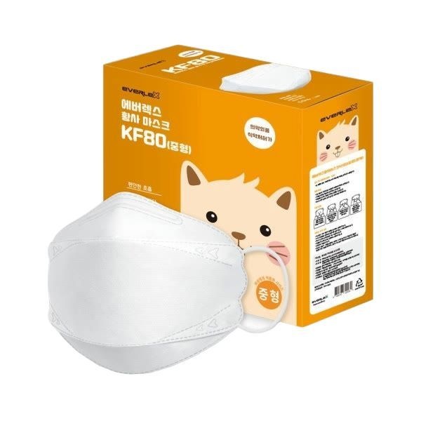 에버렉스 미세먼지 황사 방역 마스크 KF80 중형 100매 숨쉬기 편한 마스크
