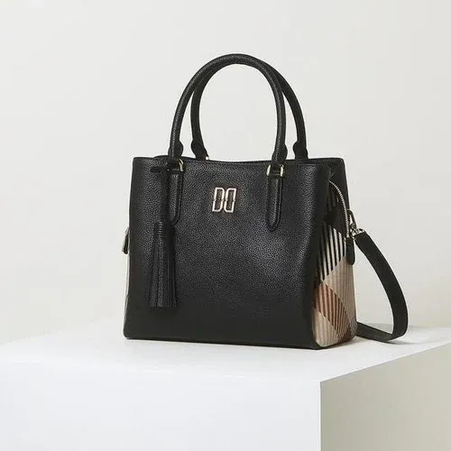 [국내백화점] 닥스 DCBA3E504BK [GREAT HOUSE CHECK COMBI] 블랙 체크배색 가죽 토트백 명품백 핸드백