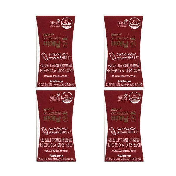 비에날씬 비에날 퀸 BNR17 갱년기유산균 400mg 60캡슐 4박스 -다카라이프- 멀티