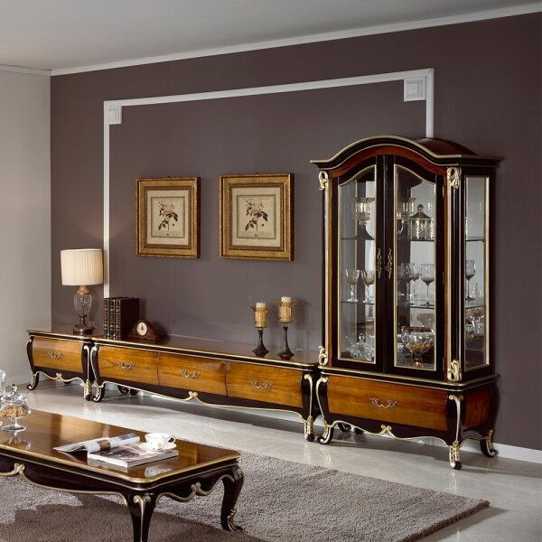 유캐슬 [유캐슬] 1/18~19 커피쿠폰 증정+무료배송롯데단독 벤티 엔틱 원목 거실장세트 1800 거실장 + 장식장 + 1단