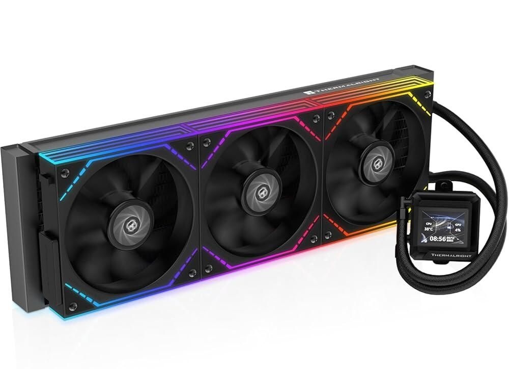 [해외] FW360 SE ARGB V2 360mm AIO CPU 액체 쿨러, 2인치 LCD 스크린, TL-M12Q 120mm 데이지 체인 PWM 팬 3개, 3000RPM 펌프, 인텔 LGA 1851/1700