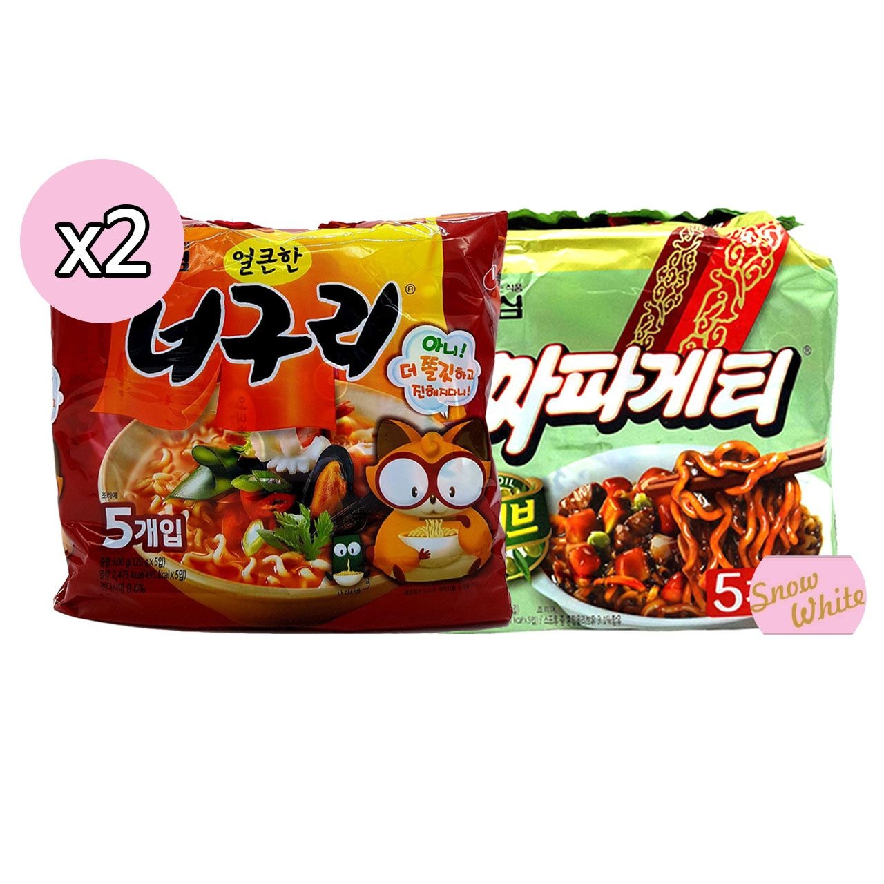 [온누리7%혜택]너구리매운맛멀티2봉(10개입)+짜파게티멀티2봉(10개입)(총20개입)