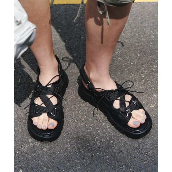 KHIHO [단독]에어로 메쉬 제트 스트랩 샌들 블랙 318038