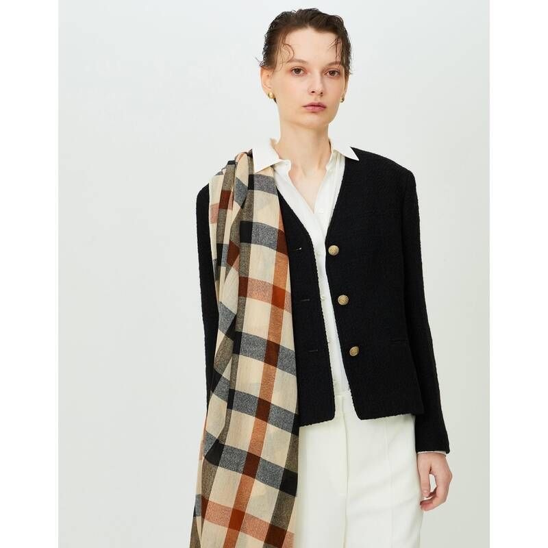 <매장정품> DAKS 닥스 여성 브라운 하우스체크 울 라이트 머플러 DCSC3F110 996343