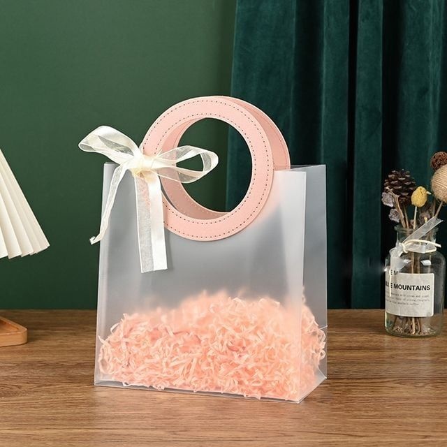모아락스토어 심플 반투명 쇼핑백 핑크 선물포장 쇼핑백 반투명 쇼핑백