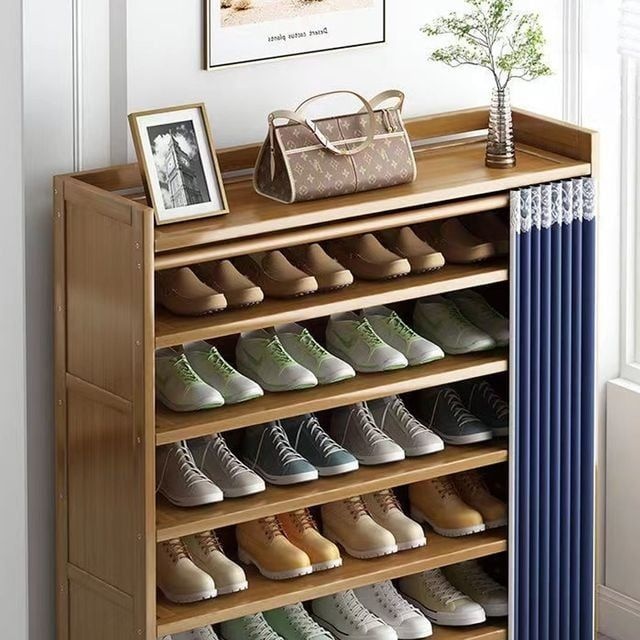 모아락스토어 더블와이드 커튼 신발장 조립식 수납 신발 정리대 신발장 수납 신발장 정리