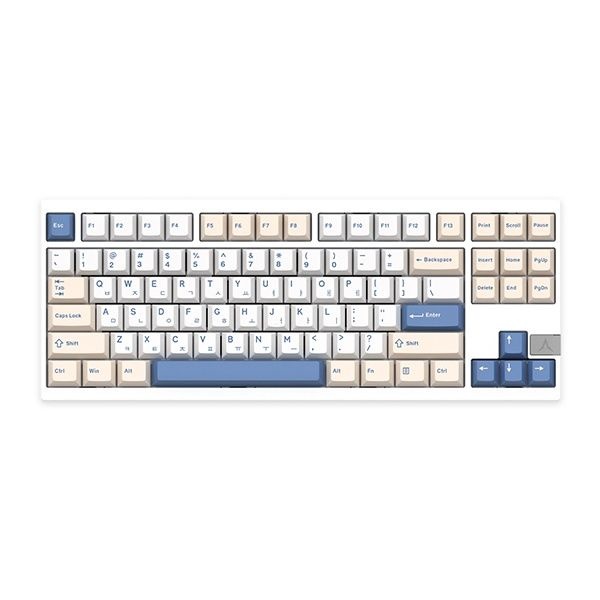 ABKO 유,무선,블루투스 기계식 키보드, AR88 알루미늄 텐키리스 Duck축 화이트