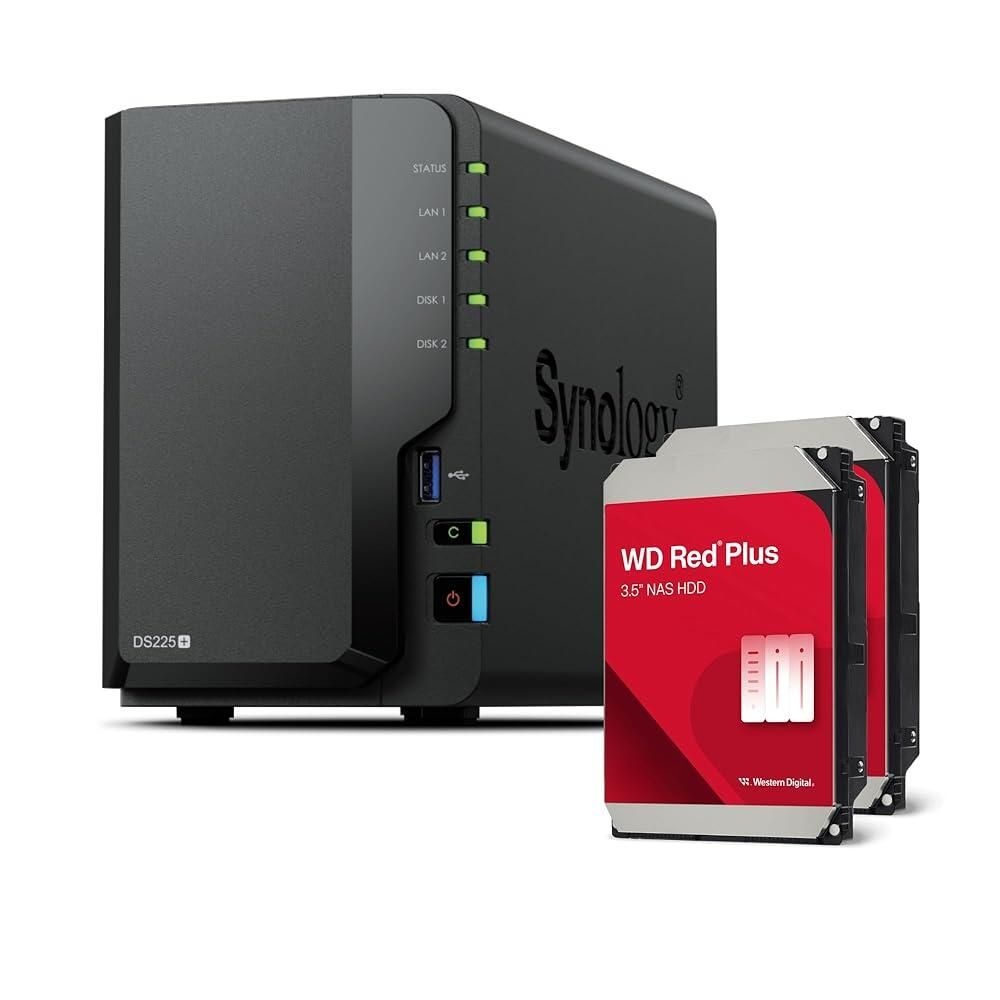 [해외] Synology DS225+ 2베이 Diskstation NAS (인텔 셀러론 J4125 쿼드 코어, 2GB Non-ECC DDR4 SODIMM 1 x 2,5 GbE 및 1 x 1 GbE RJ-45 LAN 포트) 12T