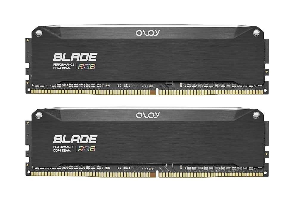 [해외] OLOy DDR4 RAM 16GB(2x8GB) 블랙 헤어라인 블레이드 RGB 3200MHz CL16 1.35V 288핀 데스크탑 게이밍 UDIMM (MD4U0832160BRKDA)