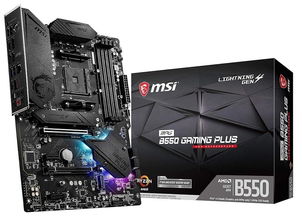 [해외] MSI MPG B550 게이밍 플러스 V1 게이밍 마더보드 (AMD Ryzen 5000, AM4, DDR4, PCIe 4.0, SATA 6Gb/s, M.2, USB 3.2 Gen 2, HDMI/DP, ATX)