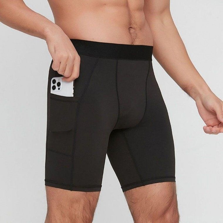 남성 트레이닝 헬스장 라이딩 신축성 포켓 레깅스 런닝복 헬스복 남자 기모 타이즈 반바지