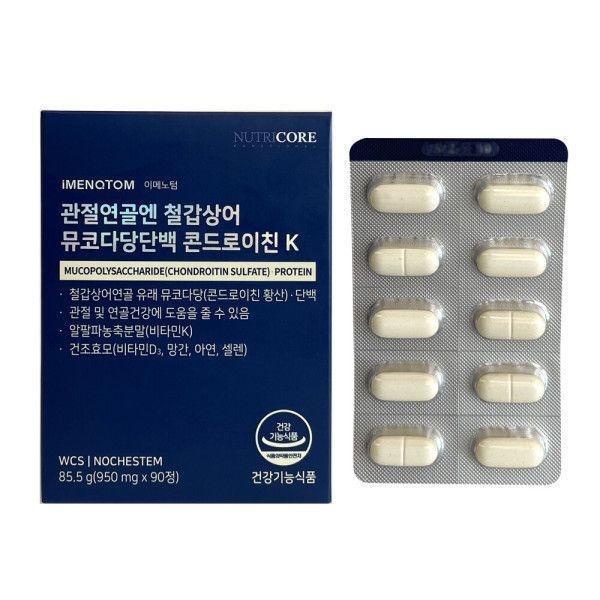 뉴트리코어 관절연골엔 철갑상어 뮤코다당단백 콘드로이친K 950mg x 90정 써클 380275
