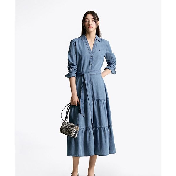 TOMMY HILFIGER 타미힐피거 TOMMY HILFIGER 샴브레이 미디 원피스 (T22F6TDR041WT20HB)T22F6TDR041WT20HB 121997