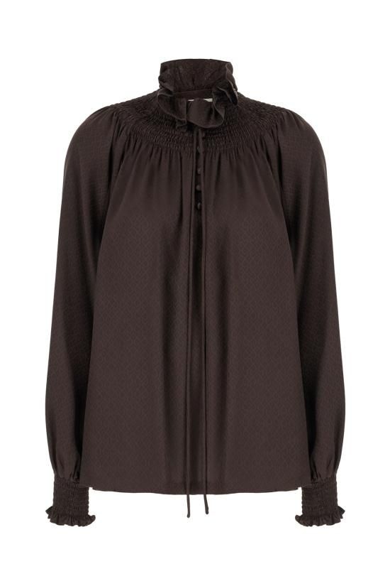 [해외] 버버리 25FW 버버리 지오메트릭 실크 블라우스 8115914 C3824 HAWK BROWN IP PAT