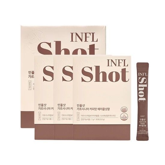 [3개월 패키지] 인플샷 가르시니아 커피맛 헤이즐넛향 대용량1박스(100포)+3박스(90포)