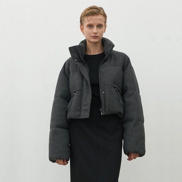 나인Atelier Nain 역시즌택가9000원멜란지 하이 넥 크롭 패딩JP-552