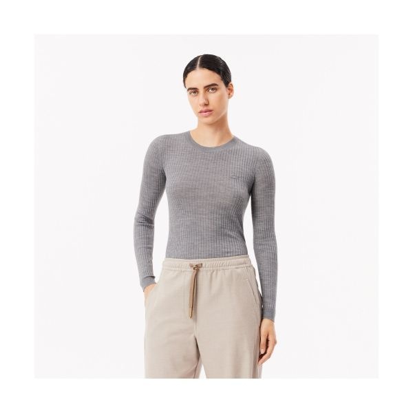 라코스테 LACOSTE 여성 슬림핏 립조직 크루넥 스웨터 AF2576-54N CCA AF2576-54NCCA 176954