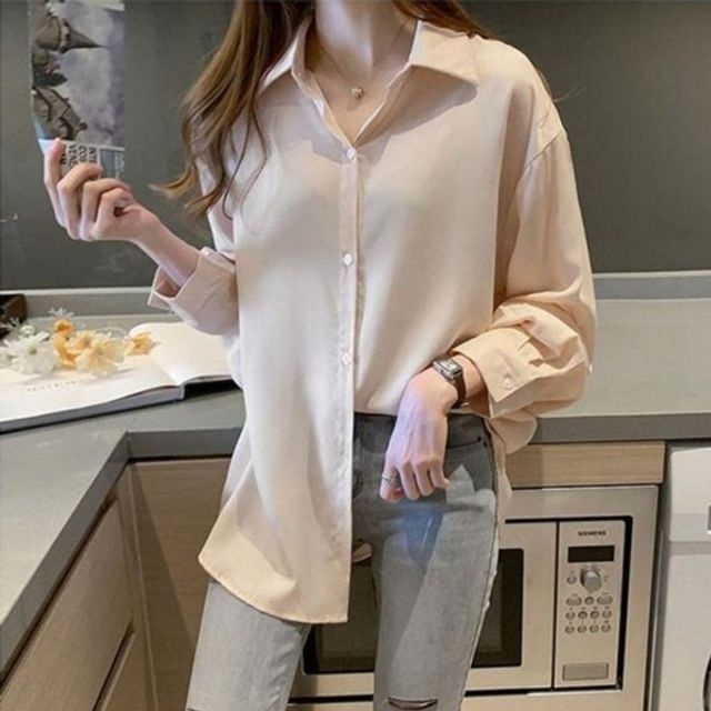 여성 MK30AN87 루즈핏 데일리 셔츠 무지 1P 데일리 오피스 블라