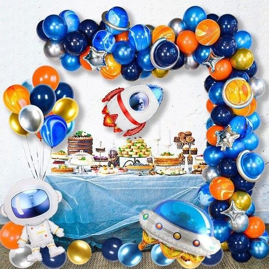 풍선 장식세트 파티용품 우주선풍선 파티용품세트 파티풍선 온나핏 해피벌쓰데이 로켓풍선 생일파