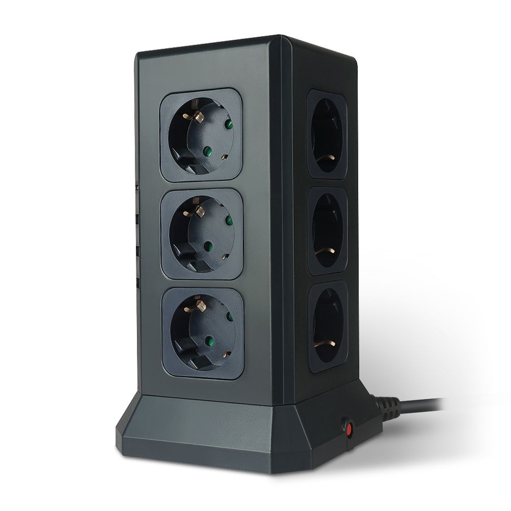 [오늘출발] 나비 TowerCon 타워형 멀티 콘센트 NV191-TWT7 220V 12구 USB 4구 복합 멀티탭 난연 안전 2M 3색