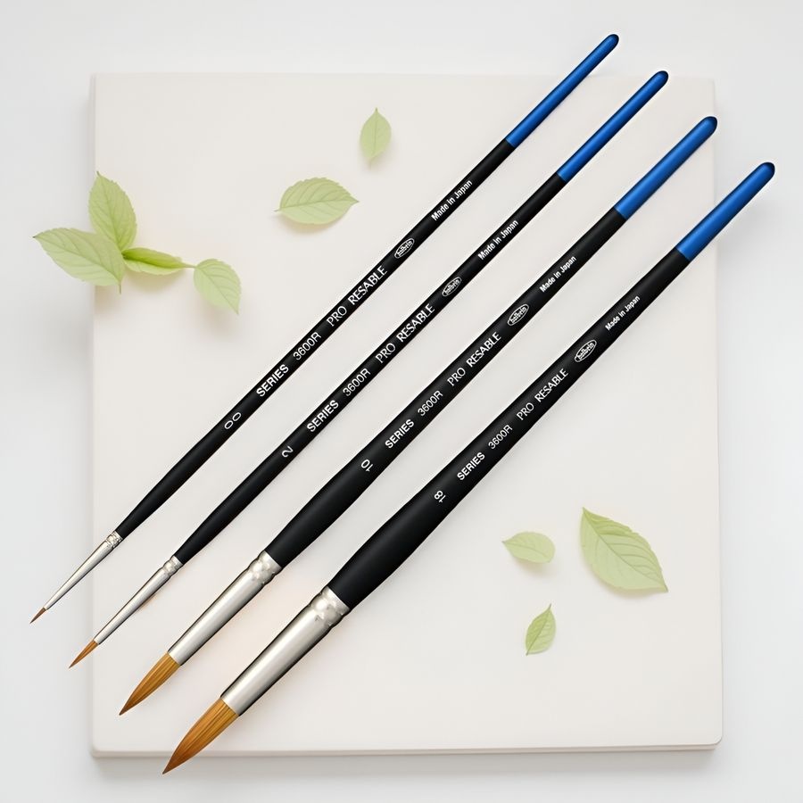 [해외] 일본 홀베인 프로리 세이블 3600R 원형 타입 미술 수채화 붓 4종세트