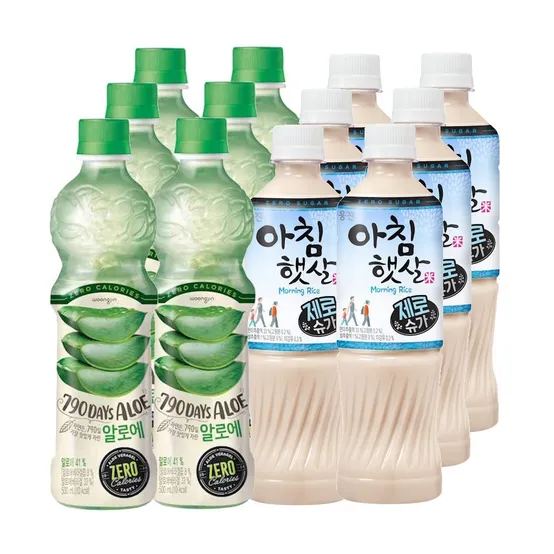 자연은 알로에 제로+아침햇살 제로슈가 혼합패키지 500ml x 12페트(각 6페트)