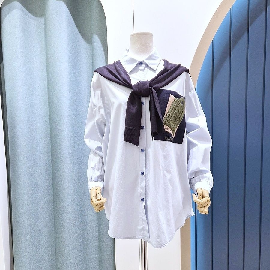 리펜 스튜디오 [AK원주점] [리펜스튜디오] 어깨 숄 니트머플러세트 롱셔츠 SH04TP270