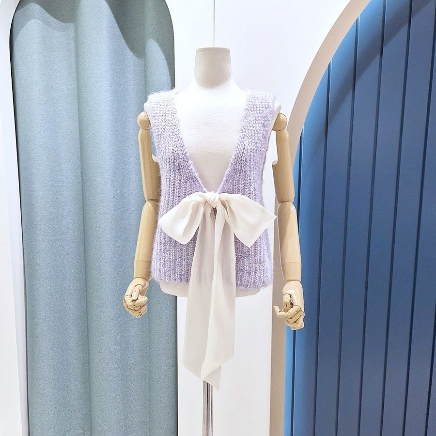 리펜 스튜디오 [AK원주점] [리펜스튜디오] 빅리본 브이넥 니트조끼 색상 택1 SH01KV503