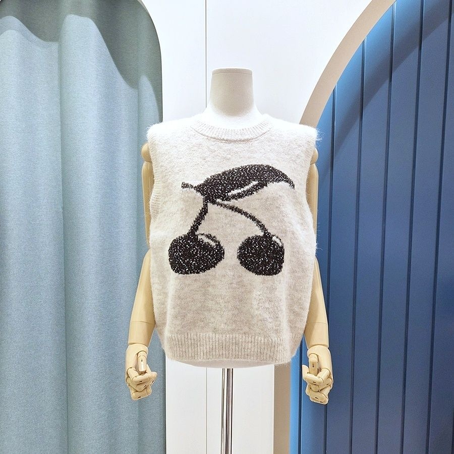 리펜 스튜디오 [AK원주점] [리펜스튜디오] 뒤트임 체리 니트조끼 색상 택1 SG11KV511