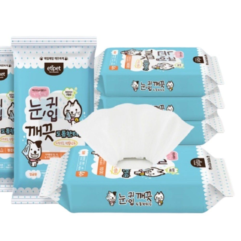 고양이 얼굴 그루밍 클렌징 티슈 40매 성견 메인쿤 사계절 통키니즈