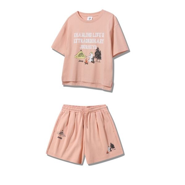 [모다아울렛][지프키즈]25신상 남여공용키즈 익곰 펭귄 5부 반팔 반바지셋업KQ2TSF253953-1_US 울산점