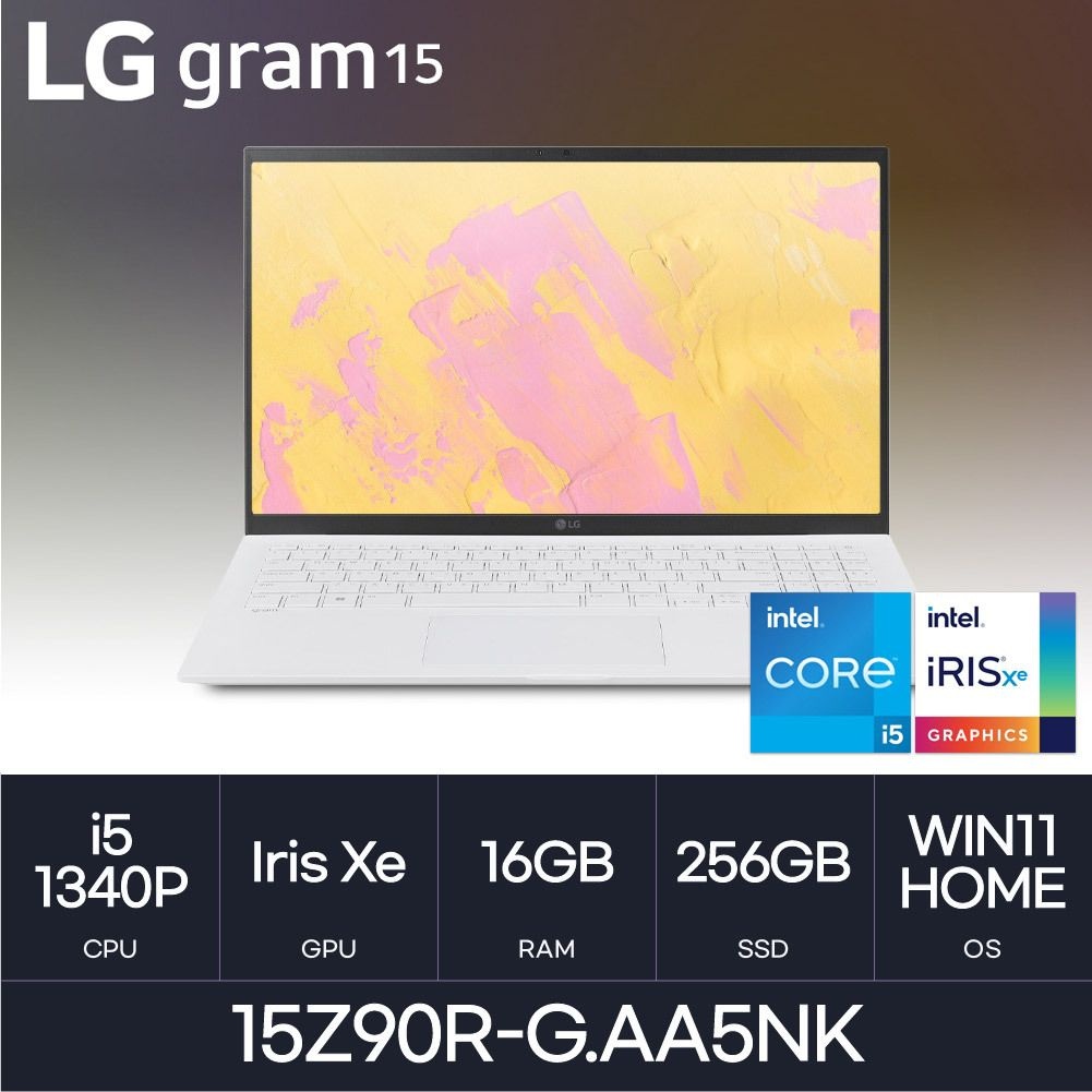 LG LG전자 HMC / LG전자 그램15 / 15Z90R-G.AA5NK (RAM 16GB / NVMe 256GB / WIN11H)