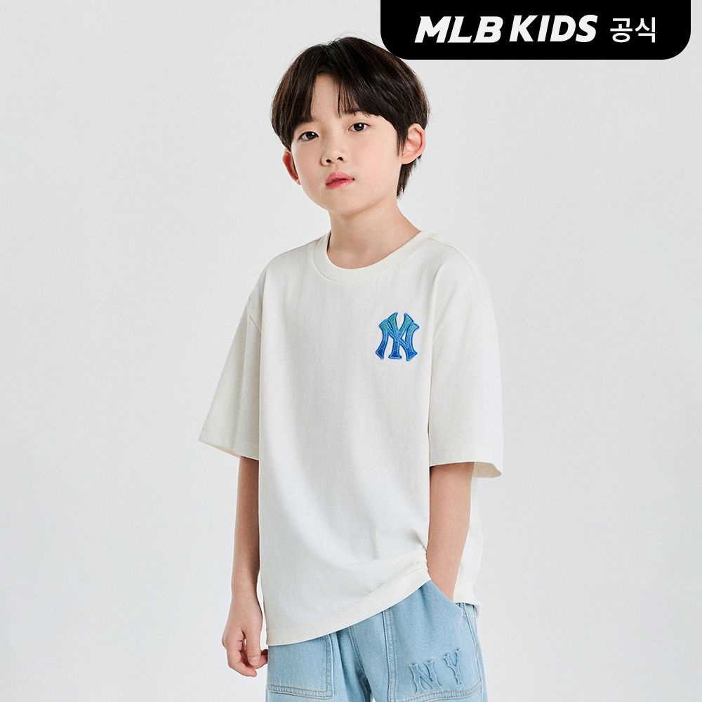 [MLB 키즈][50%OFF](공식)25SS 클래식 모노그램 그라데이션 빅럭스 티셔츠 NY (Cream) 7ATSM0453-50CRS : 롯데ON