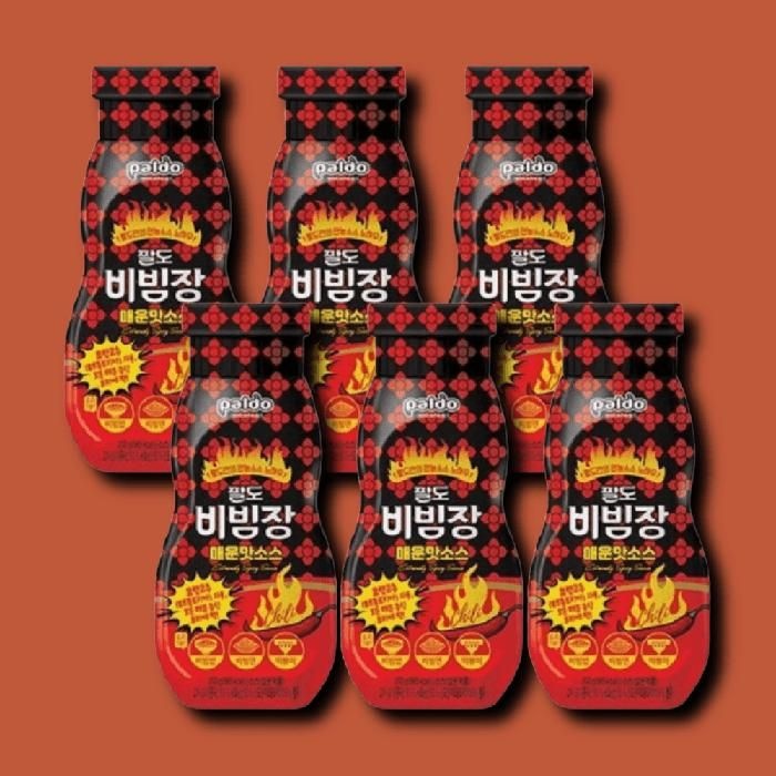 [기타] 팔도 비빔 국수 양념장 매운맛 골뱅이무침 냉면 비빔장 쫄면 양념장 200g 6개