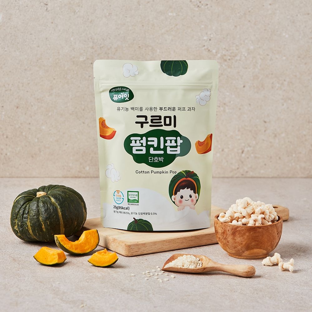 퓨어잇 구르미팝 야채 스위트 퍼프 아기과자 6가지맛 부드러운 아이간식