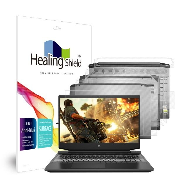 ㈜폰트리 힐링쉴드 (현대Hmall) HP 파빌리온 게이밍15 ec0054ax 블루라이트차단 액정보호필름1매 외부3종 세트