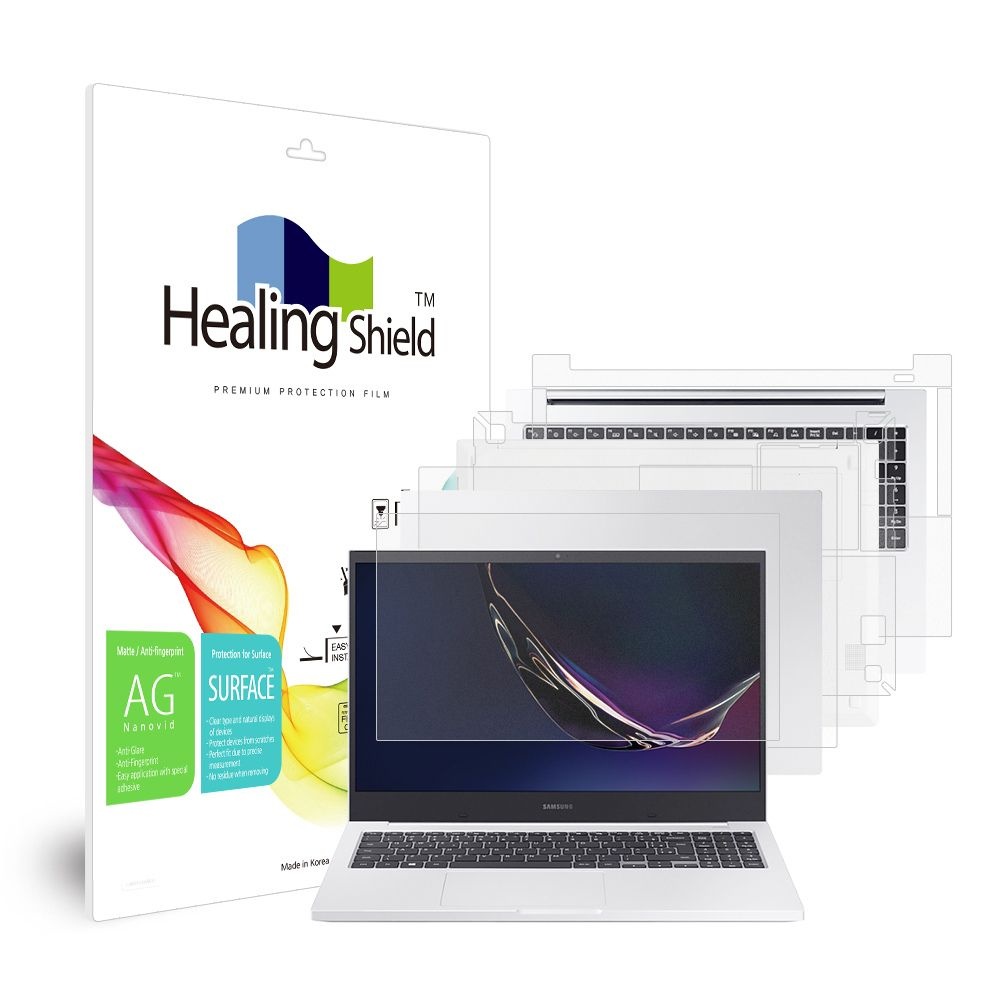 힐링쉴드 (현대Hmall) 삼성 노트북 NT350XCR NT350XCJ 저반사 지문방지 액정보호필름1매 외부3종 세트