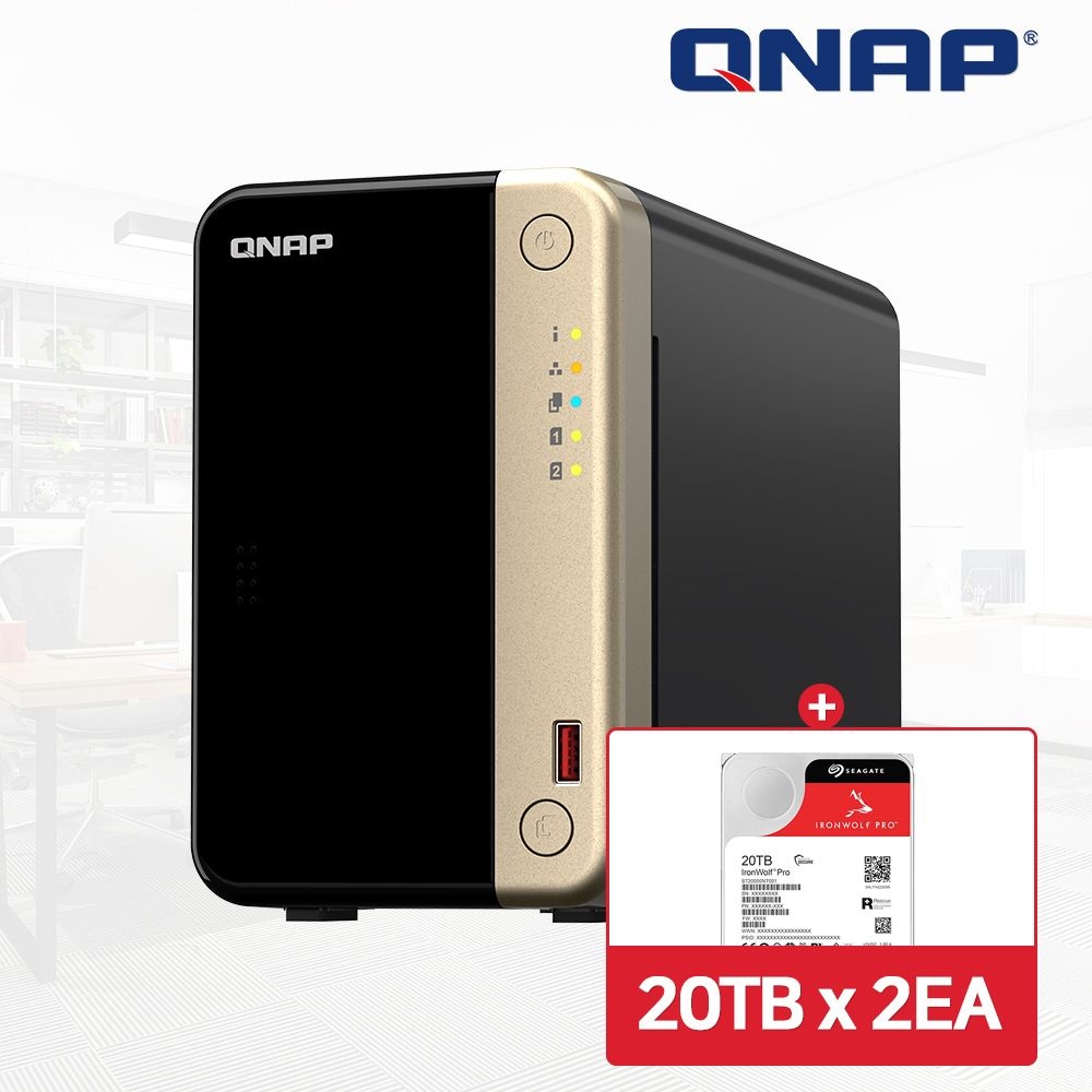 QNAP TS-264-4G-KR NAS 2베이 아이언울프 프로 40TB [20TBx2] HDD 포함