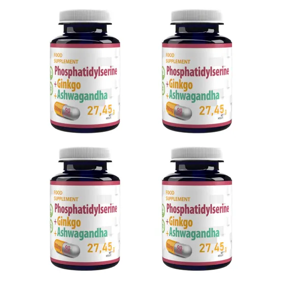 독일 Hepatica 포스파티딜세린, 징코, 아슈와간다 영양제 250mg 90정 X 4병