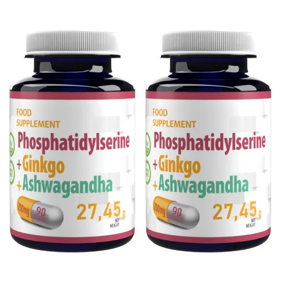 독일 Hepatica 포스파티딜세린, 징코, 아슈와간다 영양제 250mg 90정 X 2병