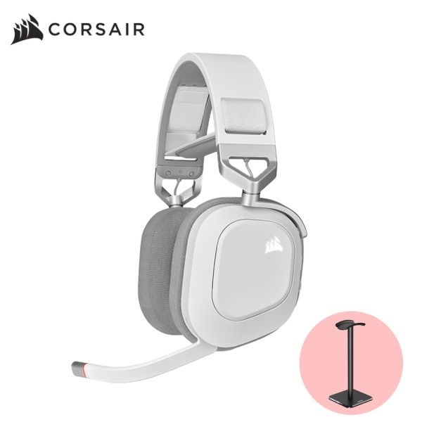 CORSAIR 헤드셋 커세어 게이밍 헤드셋 HS80 RGB WIRELESS화이트헤드셋 거치대 SET