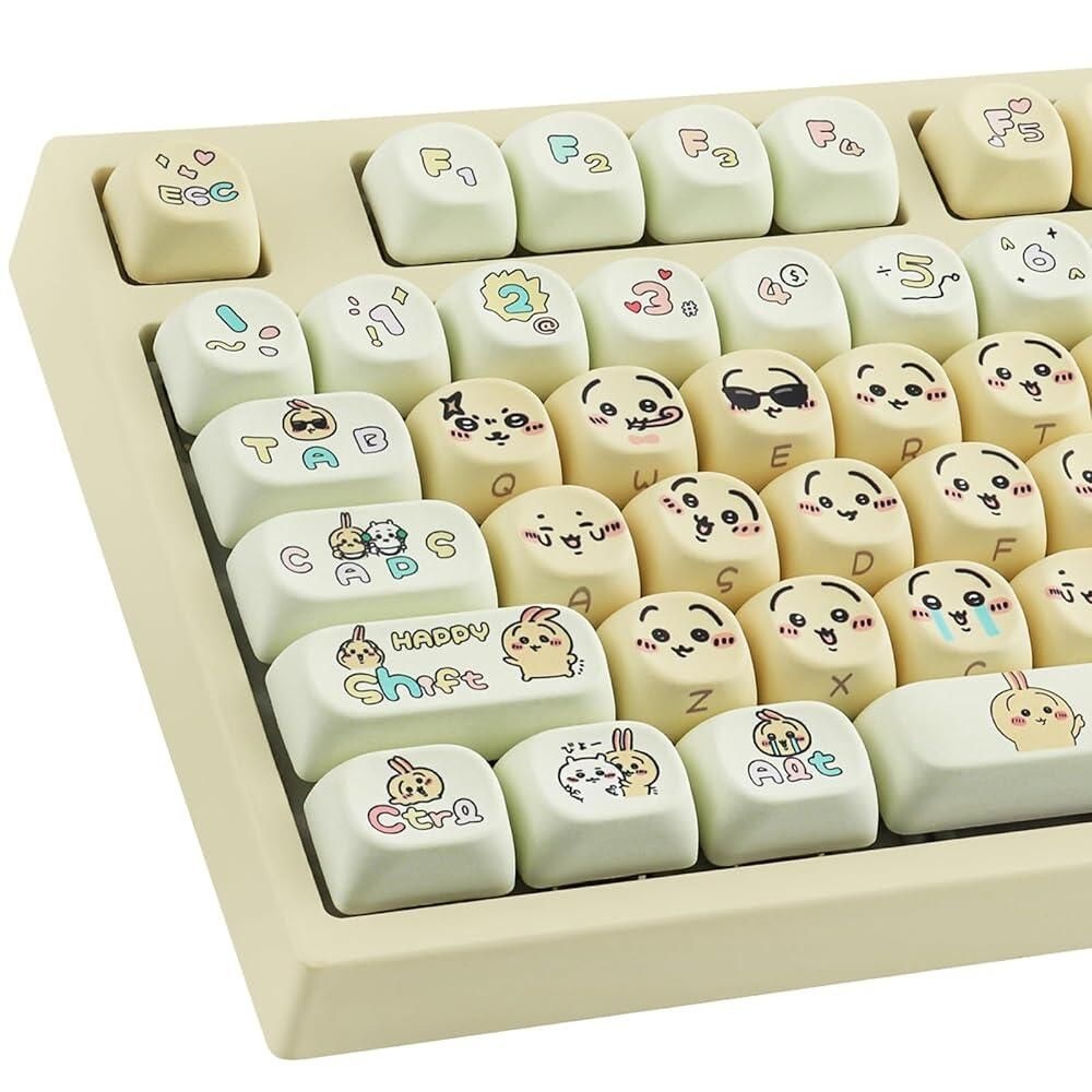 [해외] Hyekit PBT 키캡 MOA 프로파일 치이카와 우사기 귀여운 136키 염료 승화 카와이 세트 체리 MX 마그네틱 스위치 기계식