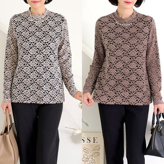 상품상세참조 [엄마옷  채린레이스기모티셔츠