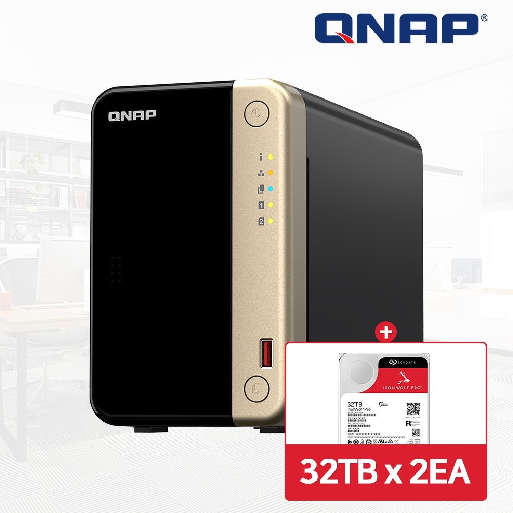 QNAP SYSTEMS INC QNAP TS-264-4G-KR NAS 2베이 아이언울프 프로 64TB [32TBx2] HDD 포함