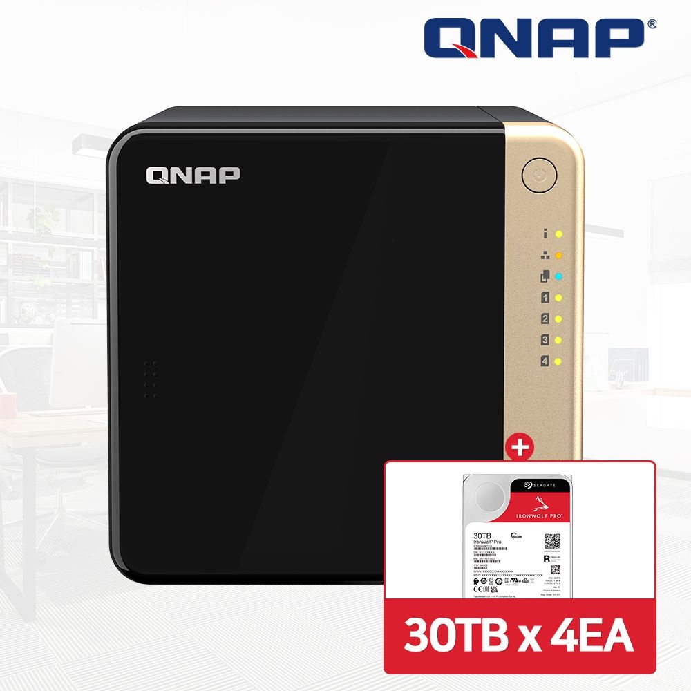 QNAP TS-464-4G-KR NAS 4베이 아이언울프 프로 120TB [30TBx4] HDD 포함
