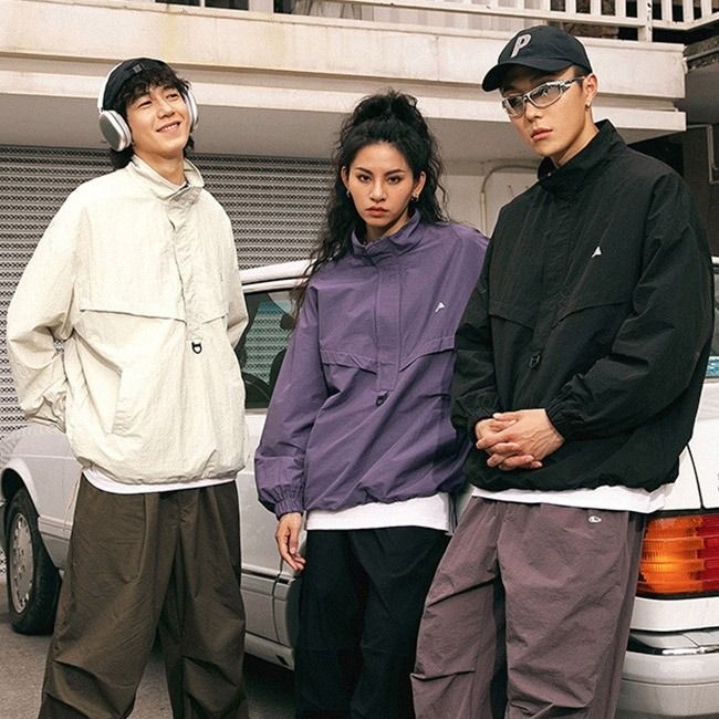 남녀공용 아노락 반집업 바람막이