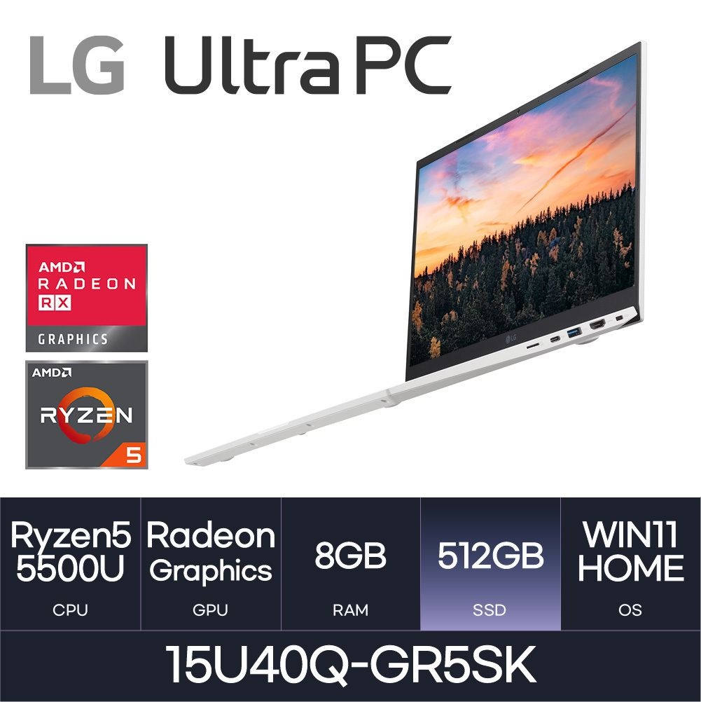 LG LG전자 2022-15인치 울트라PC 15U40Q-GR5SK (Win11 Home / NVMe 512GB) - HMC